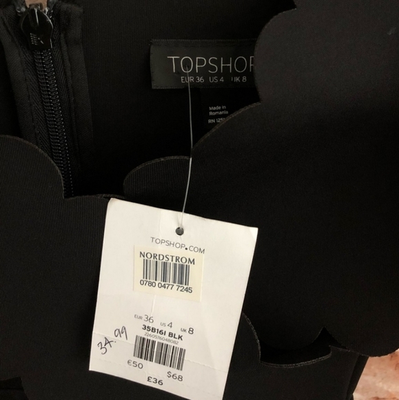 Topshop Black Scalloped Bodycon Dress - Picture 3 of 3